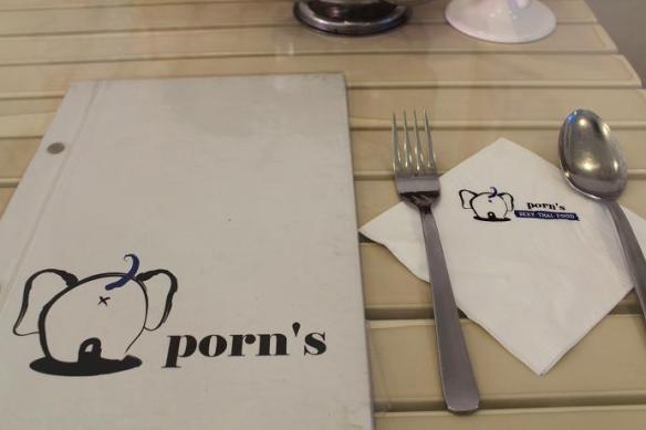 Porn's Restaurant menu and serviette