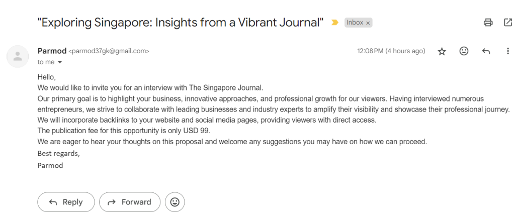 the singapore journal interview request