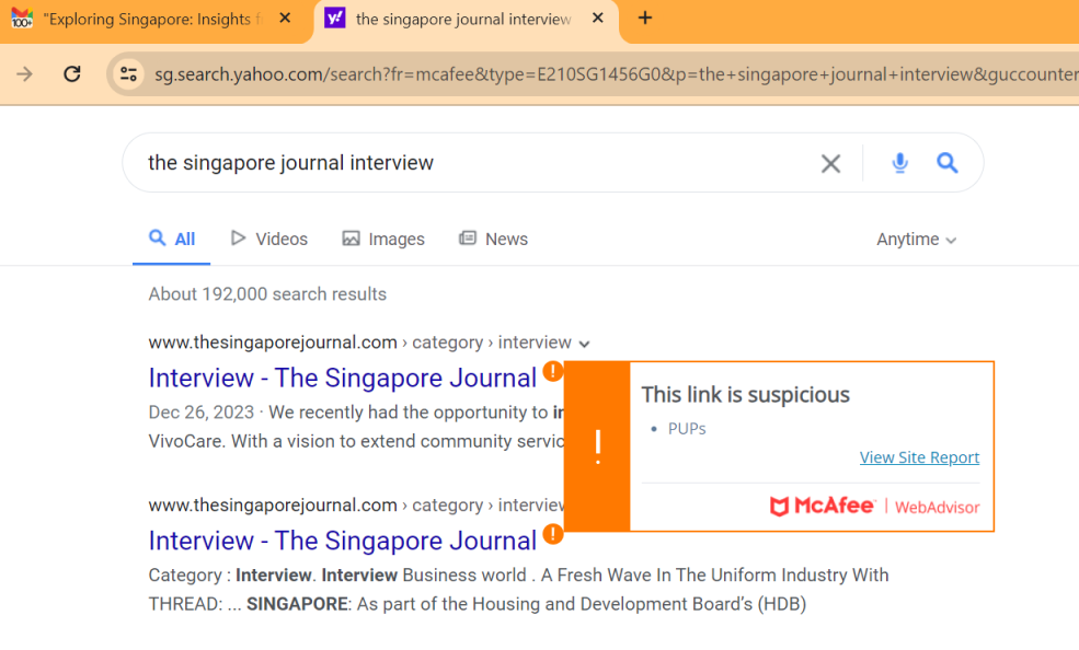 the singapore journal suspicious link